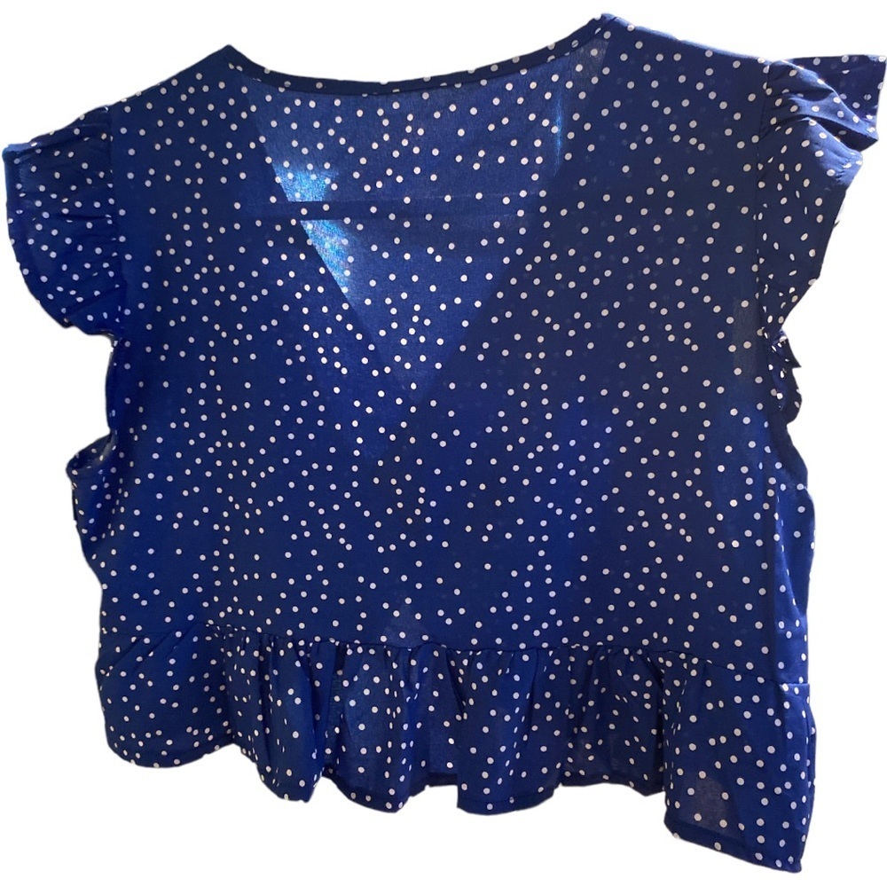 Shein blue and white polka dot crop size L - Picture 2 of 3
